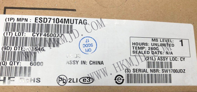 供應(yīng)ESD保護二極管 ESD7104MUTAG 用于高速數(shù)據(jù)線