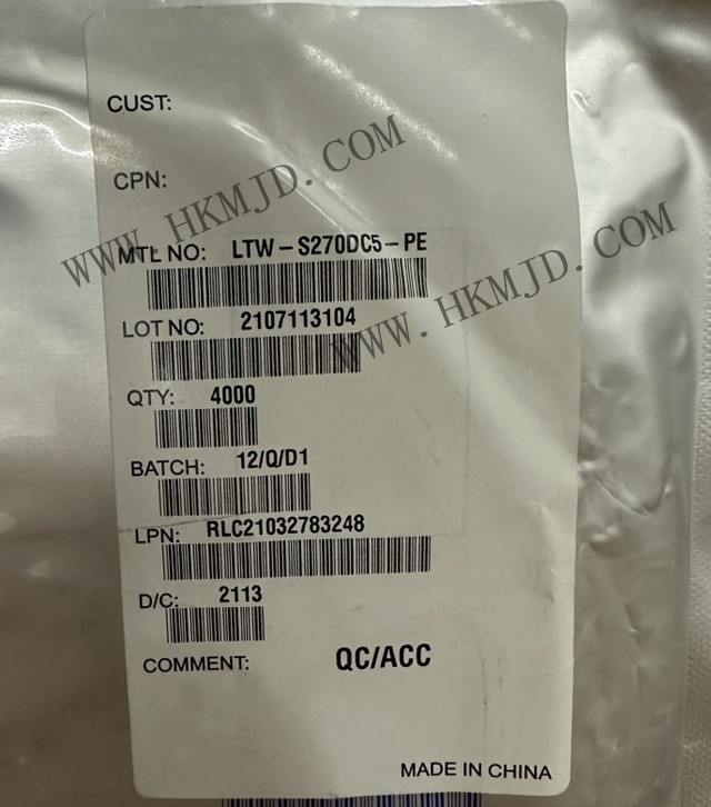 全新原裝 Lite-On LTW-S270DC5-PE 白色 LED 指示 - 分立 3V 2-SMD，無(wú)引線
