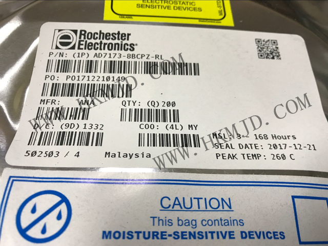 AD7173-8BCPZ：8/16通道、31.25kSPS、24位Σ-Δ型ADC