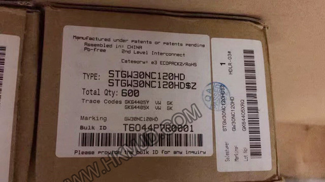 ST TO-247-3 | STGW30NC120HD：N溝道1200 V、30 A超快PowerMESH IGBT