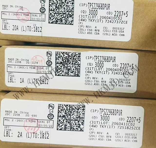 供應(yīng) TI TPS22968DPUR 雙通道超低電阻負(fù)載開(kāi)關(guān)，帶受控導(dǎo)通功能