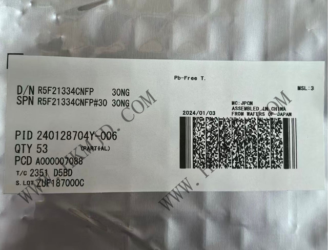 瑞薩電子【MCU芯片】R5F21334CNFP 16位微控制器，采用R8C CPU內(nèi)核