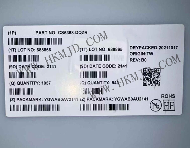明佳達(dá)供應(yīng)原裝CS5368-DQZR一款高性能8通道音頻模數(shù)轉(zhuǎn)換器（ADC）