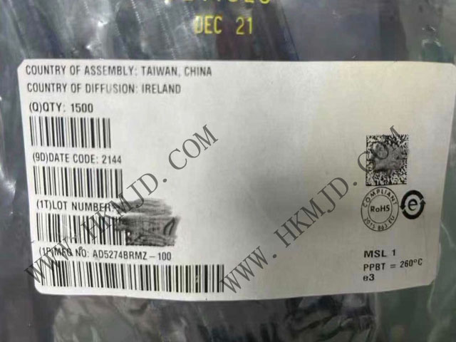 NEW（ADI）AD5274BRMZ-100：?jiǎn)瓮ǖ馈?%電阻容差、256位數(shù)字可變電阻器